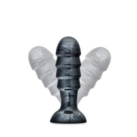 Duży plug analny z przyssawką 19 cm czarny metaliczny