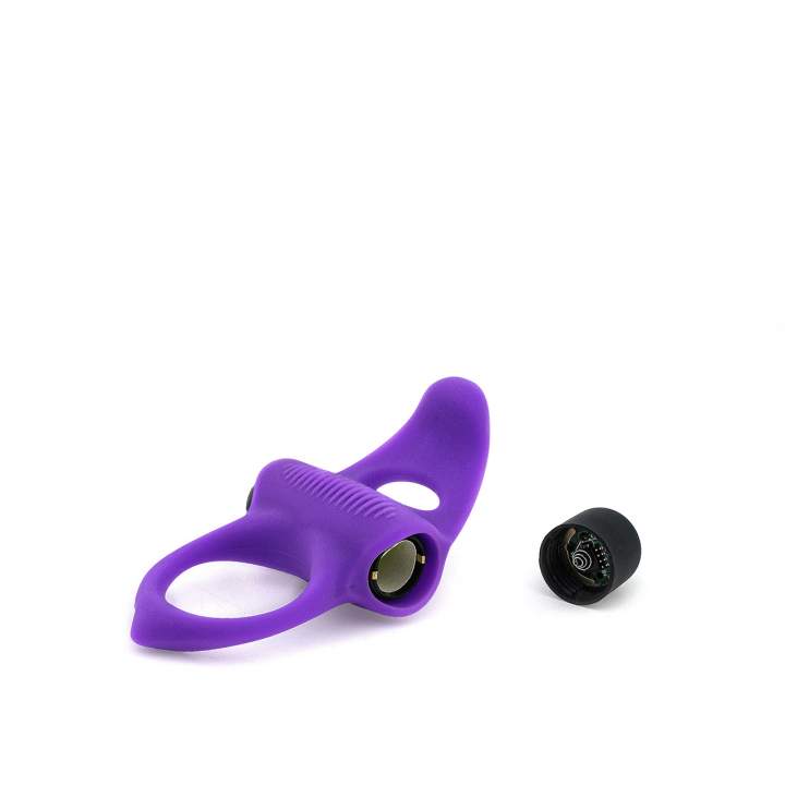 Fioletowy silikonowy pierścień erekcyjny z wibracjami – średnica 3 cm