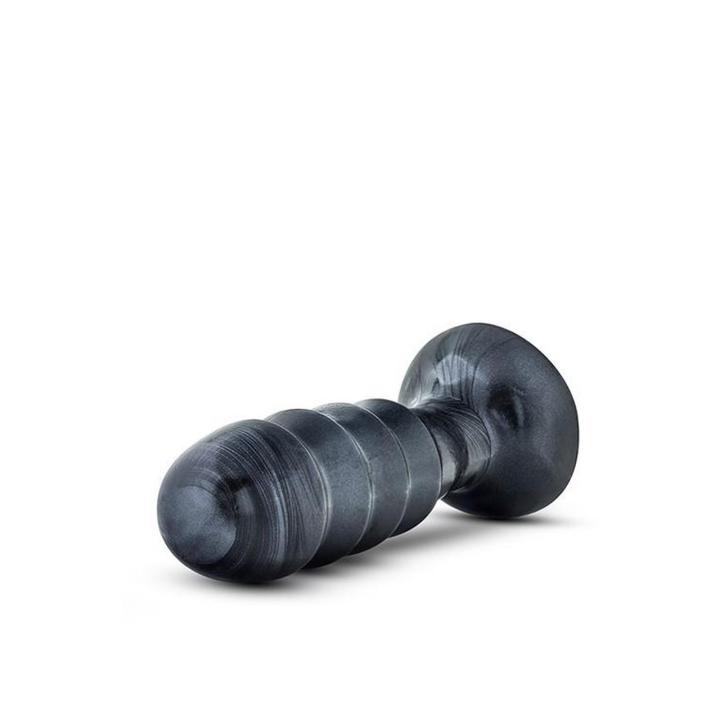 Duży plug analny z przyssawką 19 cm czarny metaliczny