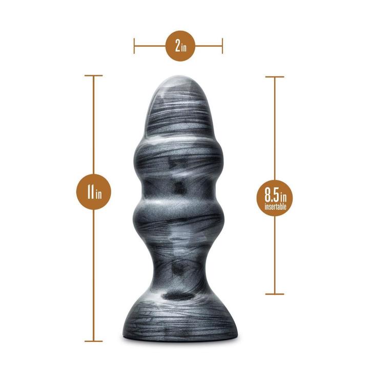 Duży plug analny z przyssawką 16,5 cm czarny metaliczny