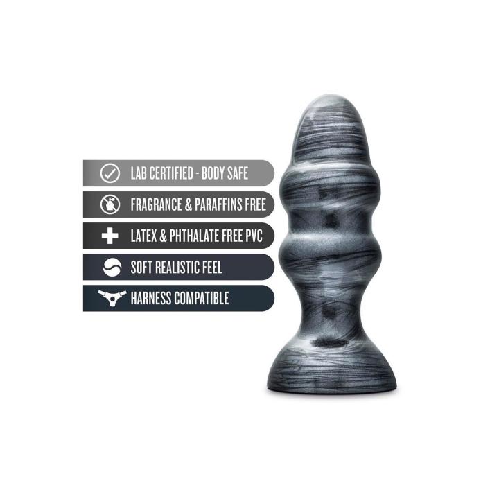 Duży plug analny z przyssawką 16,5 cm czarny metaliczny