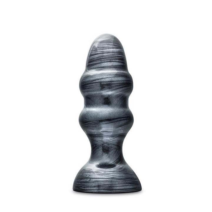 Duży plug analny z przyssawką 16,5 cm czarny metaliczny