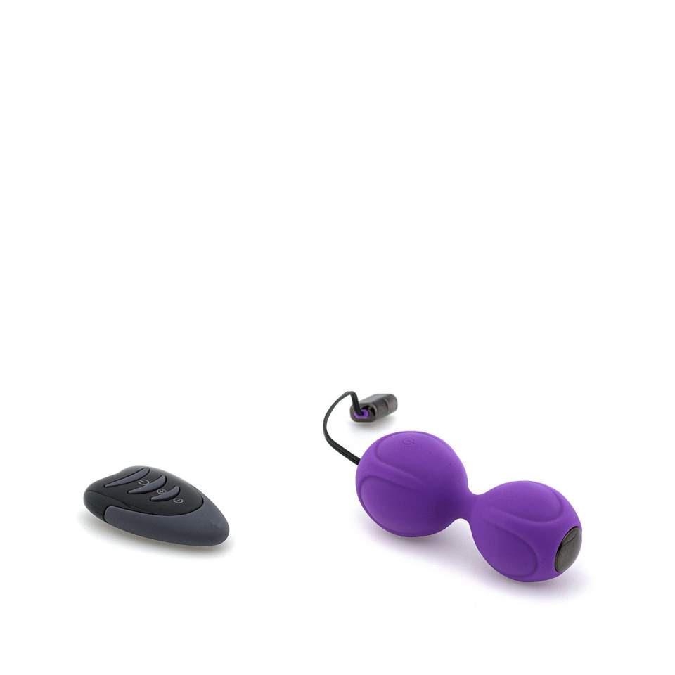 Fioletowe silikonowe kulki wibrujące do stymulacji i treningu mięśni pochwy