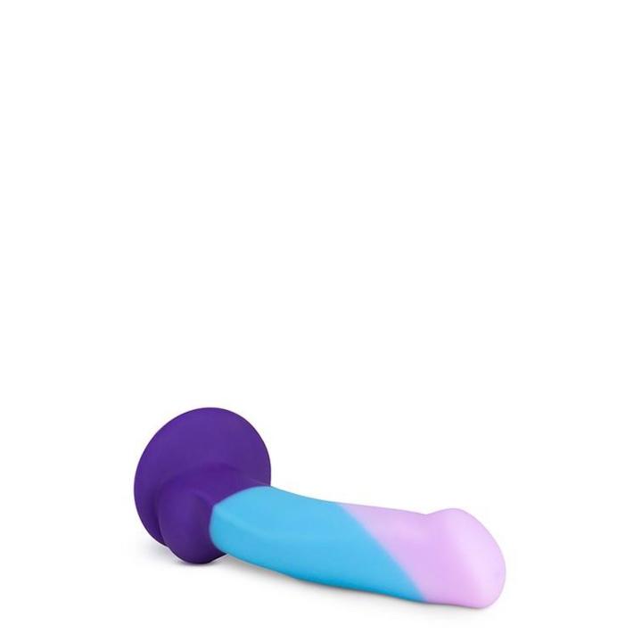 Fioletowe dildo 16,5 cm z przyssawką i silikonem premium do punktu g i prostaty