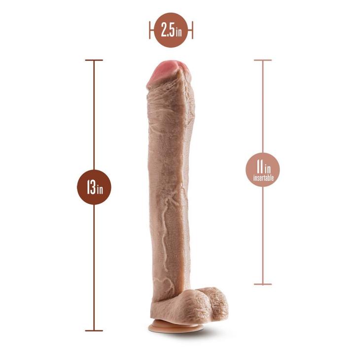 Gigantyczne dildo realistyczne 33 cm z przyssawką i jądrami beżowe