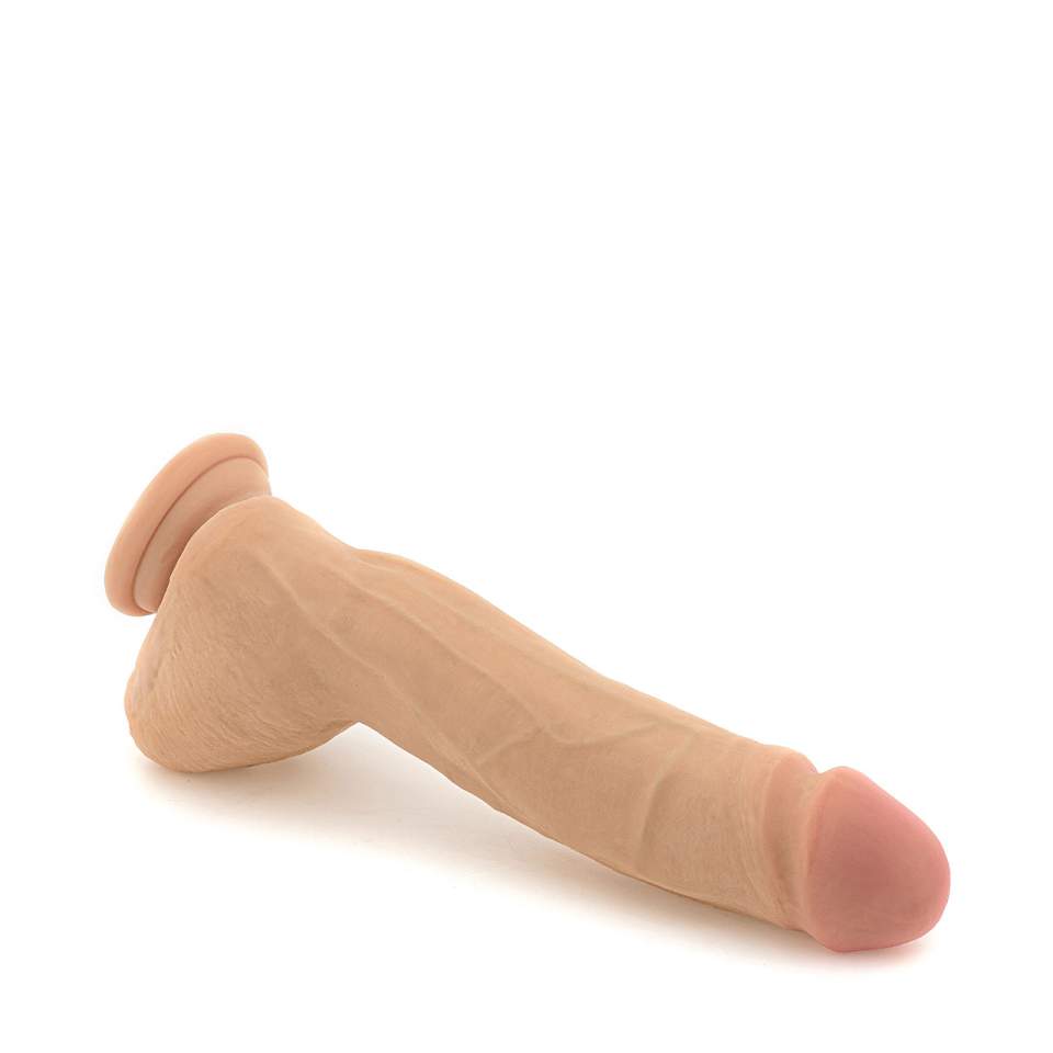 Cieliste realistyczne dildo z wibracją wykonane z cyberskóry  – 17 cm