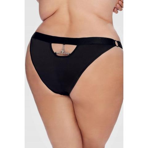 Majtki plus size z czarną koronką i regulacją po bokach