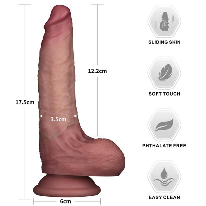 Realistyczne dildo 17,5 cm sliding skin dual density z silikonu medycznego
