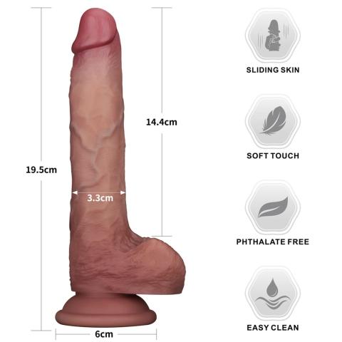 Realistyczne dildo 19,1 cm sliding skin - silikon medyczny dual density