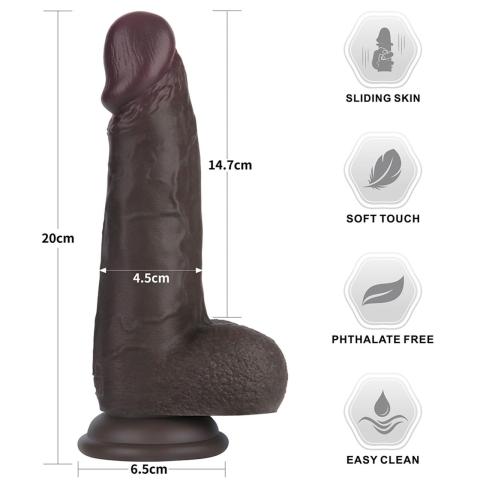 Realistyczne dildo 20,3 cm czarne - silikon medyczny dual density