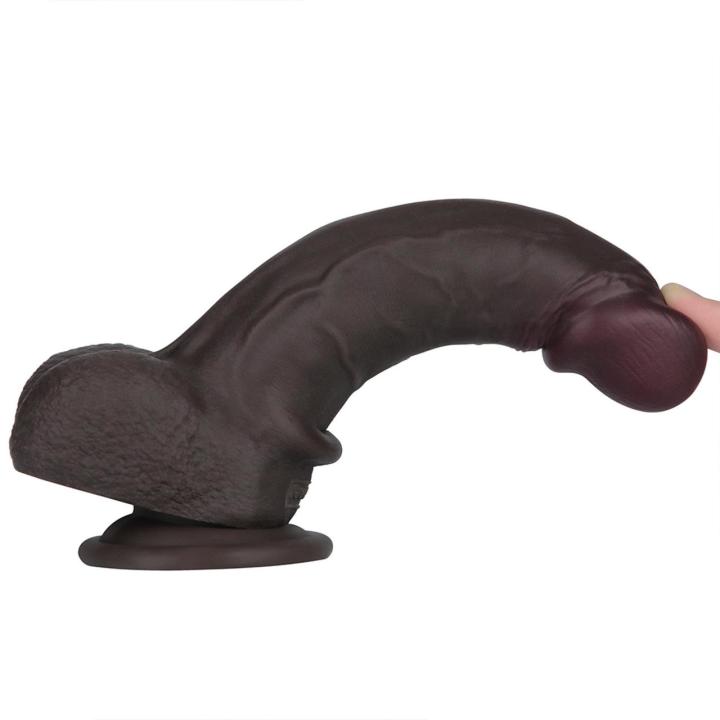 Realistyczne dildo 20,3 cm czarne - silikon medyczny dual density