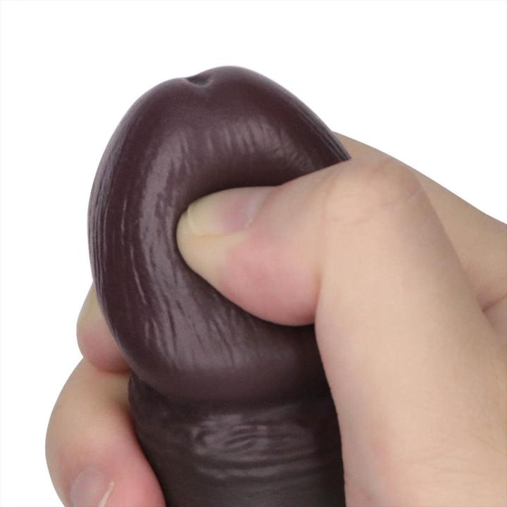 Realistyczne dildo 20,3 cm czarne - silikon medyczny dual density