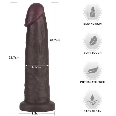 Czarne realistyczne dildo 22,9 cm sliding skin z silikonu dual density