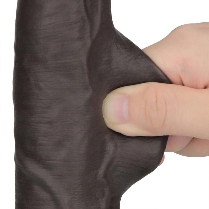 Czarne realistyczne dildo 22,9 cm sliding skin z silikonu dual density