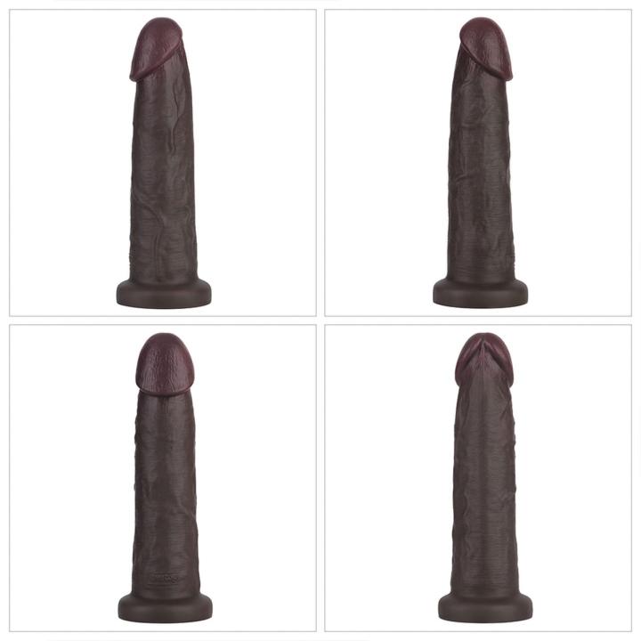 Czarne realistyczne dildo 22,9 cm sliding skin z silikonu dual density