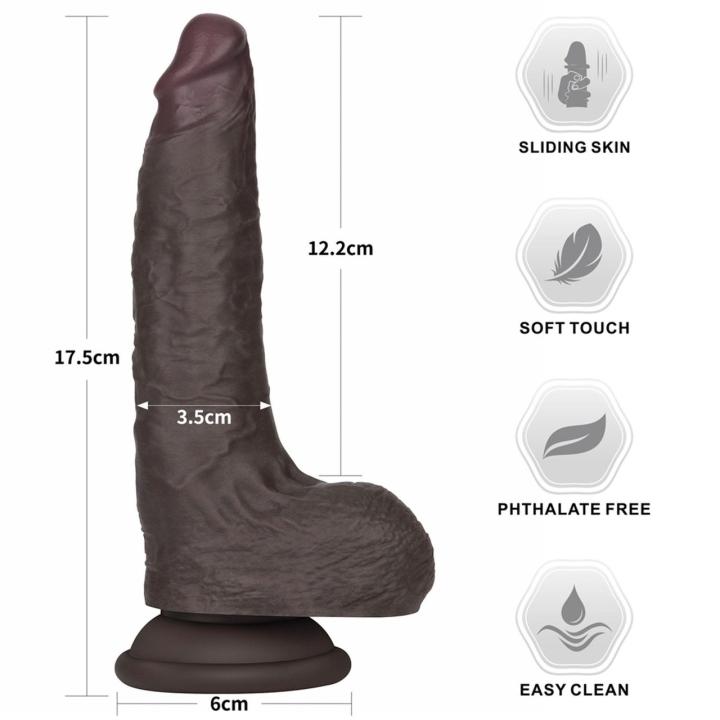 Realistyczne dildo 17,8 cm dual density z silikonu medycznego czarne