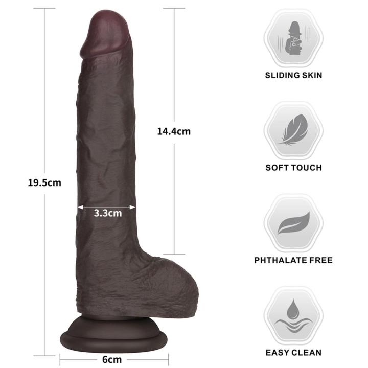 Realistyczne dildo 19,1 cm czarne - silikon medyczny dual density
