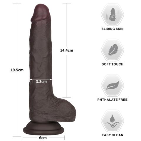 Realistyczne dildo 19,1 cm czarne - silikon medyczny dual density