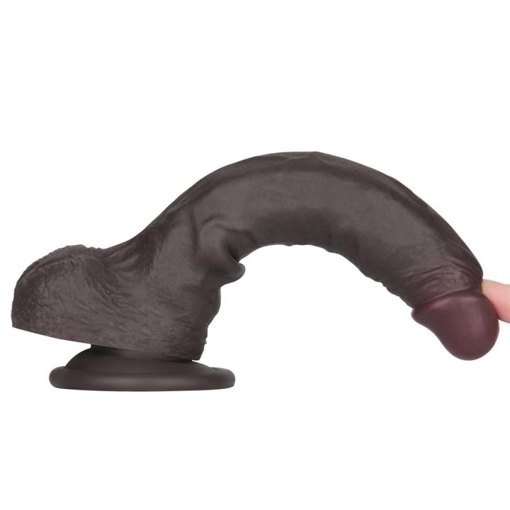 Realistyczne dildo 19,1 cm czarne - silikon medyczny dual density