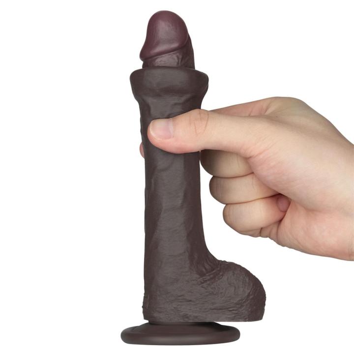 Realistyczne dildo 19,1 cm czarne - silikon medyczny dual density