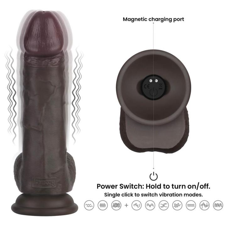 Realistyczne dildo wibrujące 21,6 cm z pilotem i powłoką sliding skin