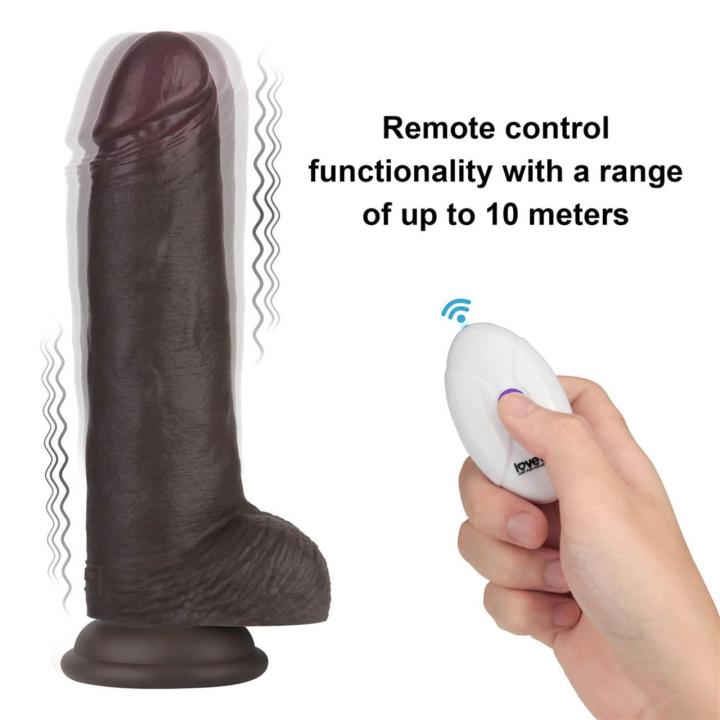 Realistyczne dildo wibrujące 21,6 cm z pilotem i powłoką sliding skin