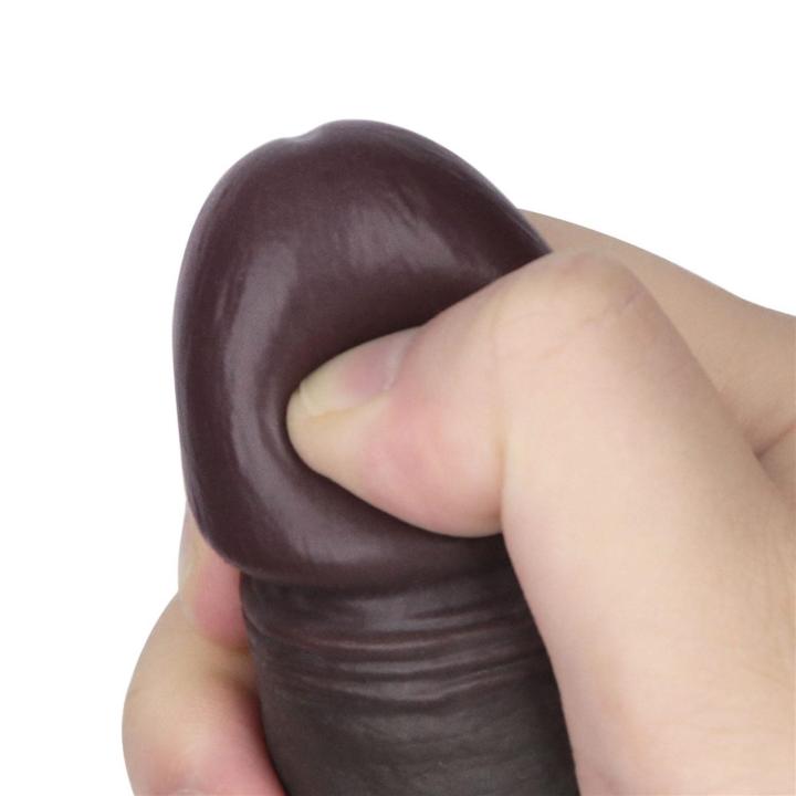 Realistyczne dildo wibrujące 21,6 cm z pilotem i powłoką sliding skin