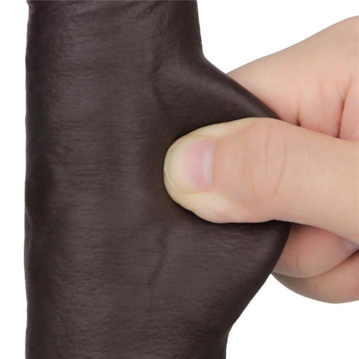 Realistyczne dildo wibrujące 21,6 cm z pilotem i powłoką sliding skin