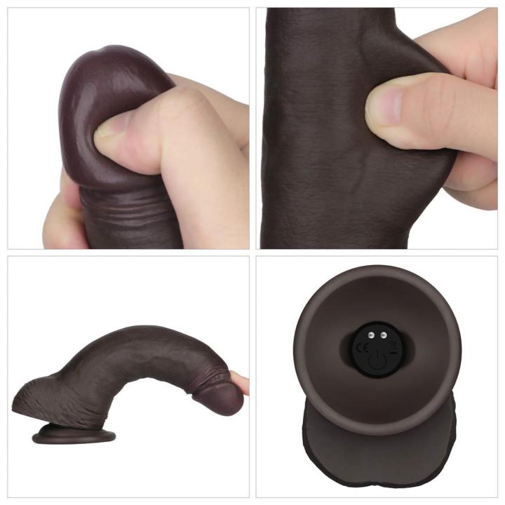 Realistyczne dildo wibrujące 21,6 cm z pilotem i powłoką sliding skin