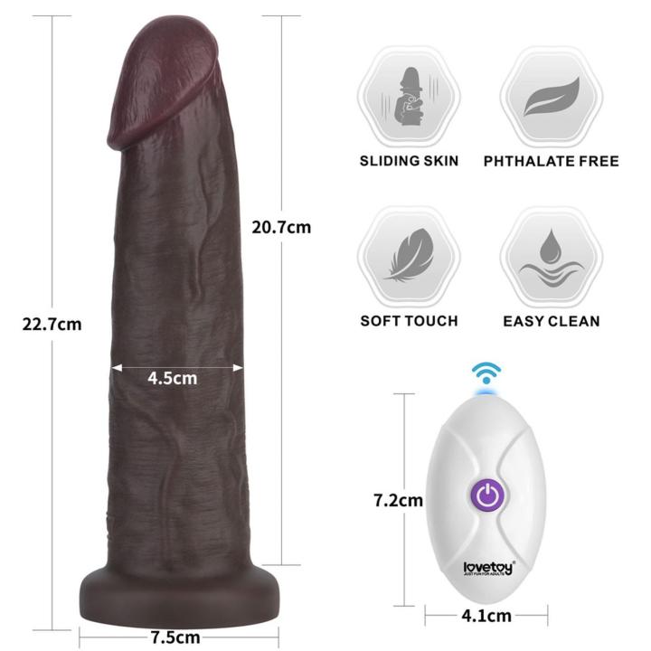 Realistyczny wibrujący dildo 22,9 cm z pilotem i silikonem medycznym