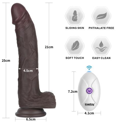 Realistyczny wibrator sliding skin 25,4 cm z pilotem i 10 trybami