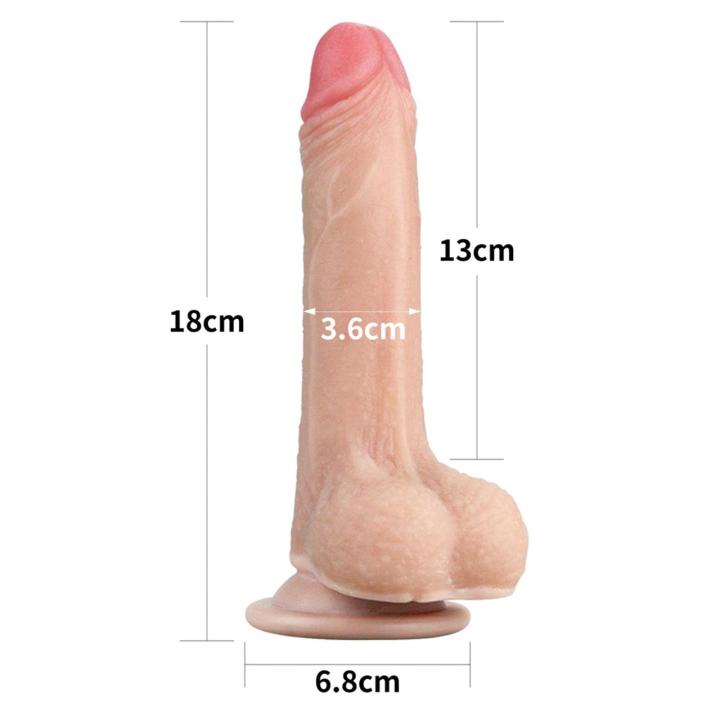 Realistyczne dildo 17,8 cm dual density z przyssawką i sliding skin
