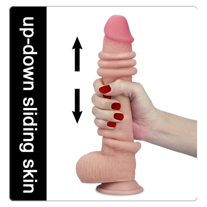 Realistyczne dildo 17,8 cm dual density z przyssawką i sliding skin