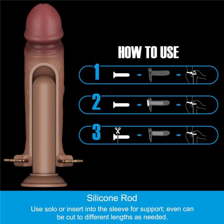 Strap-on cielisty 22,8 cm z pustym dildo i silikonowym prętem XS/S/M