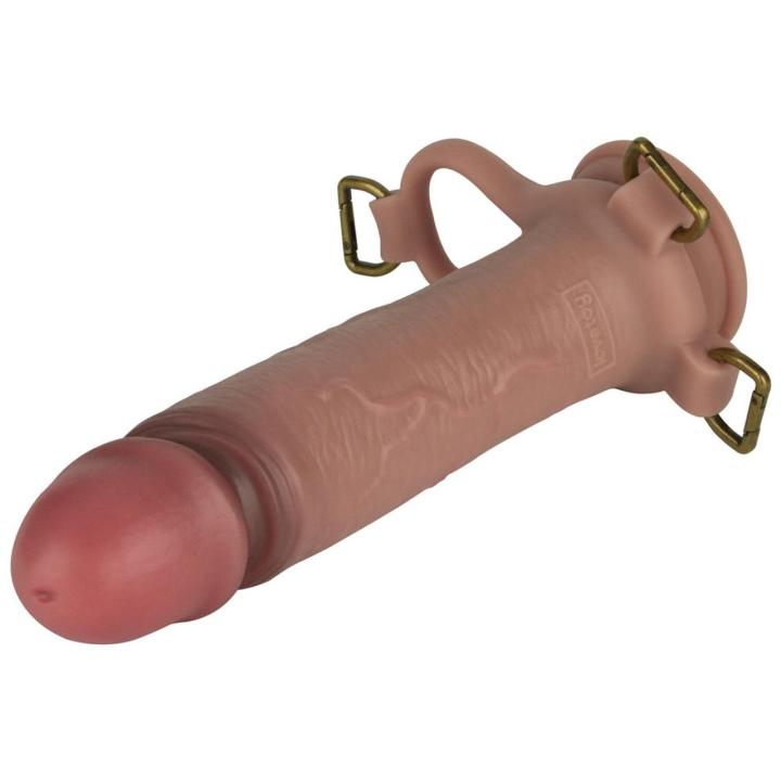 Strap-on cielisty 22,8 cm z pustym dildo i silikonowym prętem XS/S/M