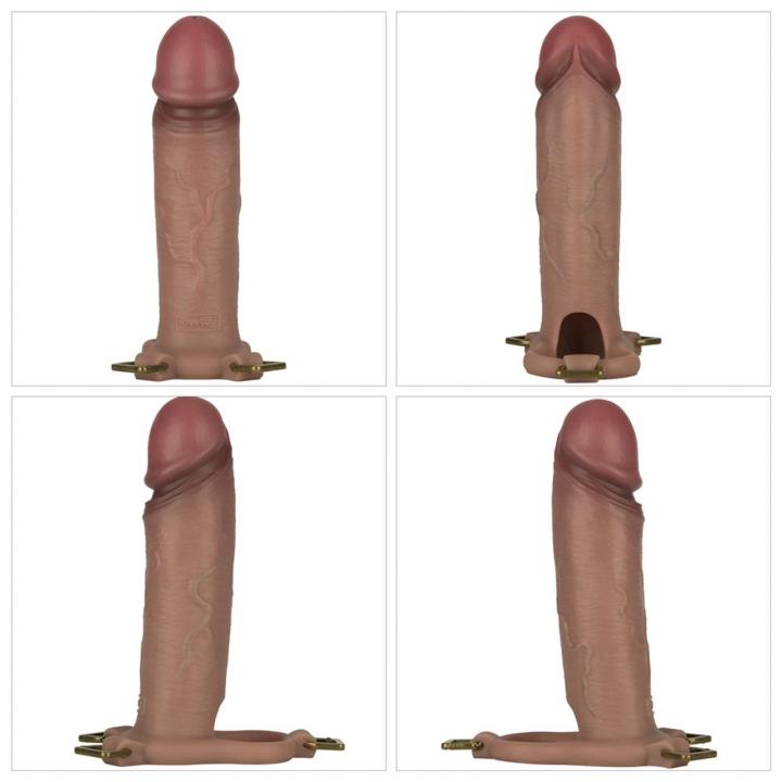Cielisty strap-on z pustym dildo 22,8 cm i silikonowym prętem L/XL/2XL