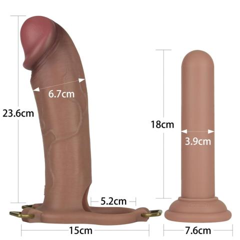 Cielisty zestaw strap-on 25,4 cm z pustym dildo i silikonowym prętem
