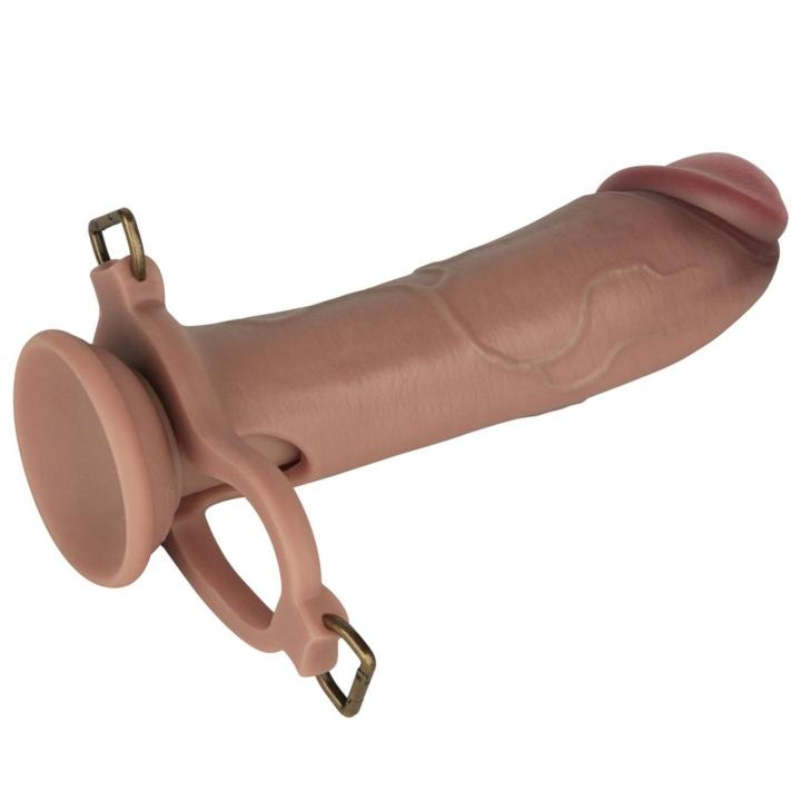 Cielisty zestaw strap-on 25,4 cm z pustym dildo i silikonowym prętem