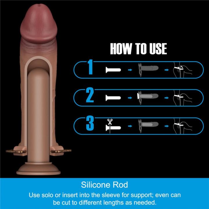 Strap-on cielisty z pustym dildo 25,4 cm i silikonowym prętem L/XL/2XL