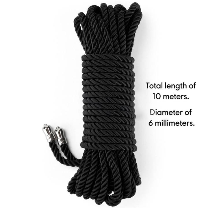 Czarna lina bondage 10 m 6 mm z jedwabistym wykończeniem