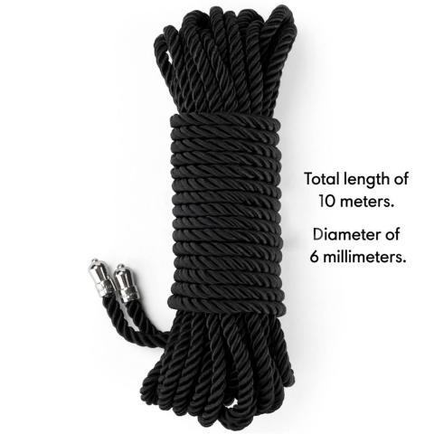 Czarna lina bondage 10 m 6 mm z jedwabistym wykończeniem