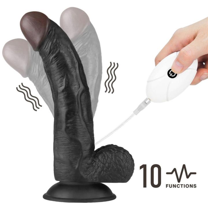 Czarny strap-on z wibracjami 10 trybów i regulowaną uprzężą