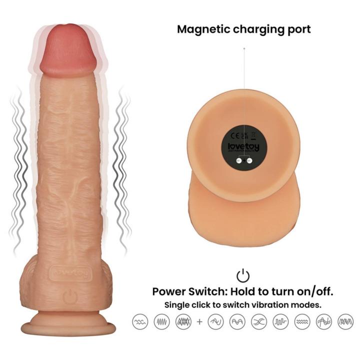 Wibrujący strap-on z uprzężą PU i dildo 24 cm wodoodporny 10 trybów