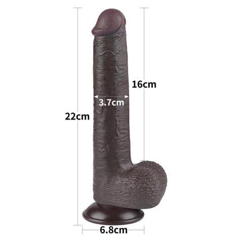 Realistyczne dildo z przesuwającą się skórą i przyssawką 22,5 cm czarne