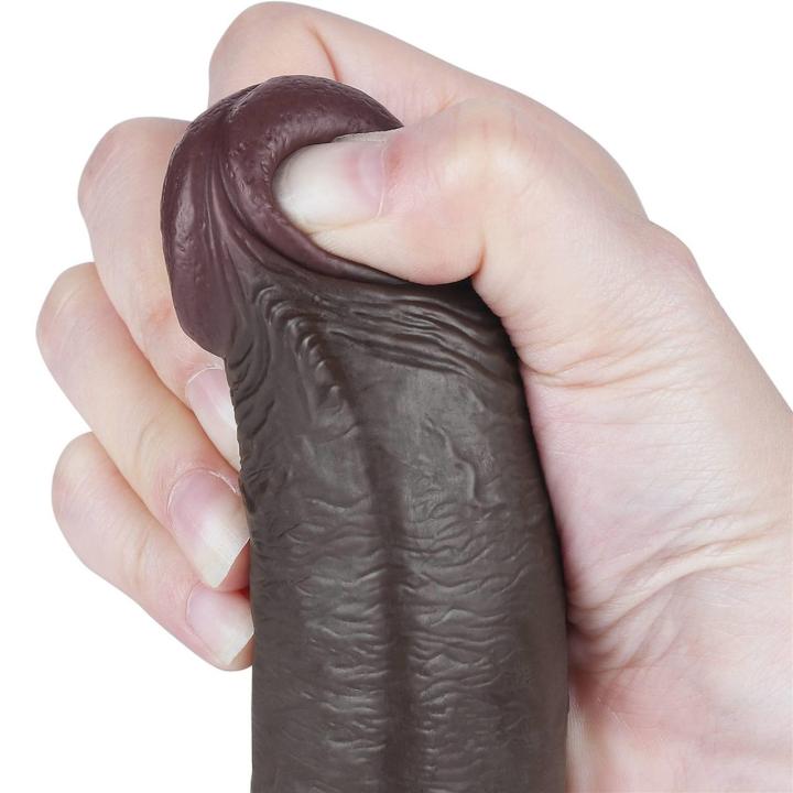 Realistyczne dildo z przesuwającą się skórą i przyssawką 22,5 cm czarne