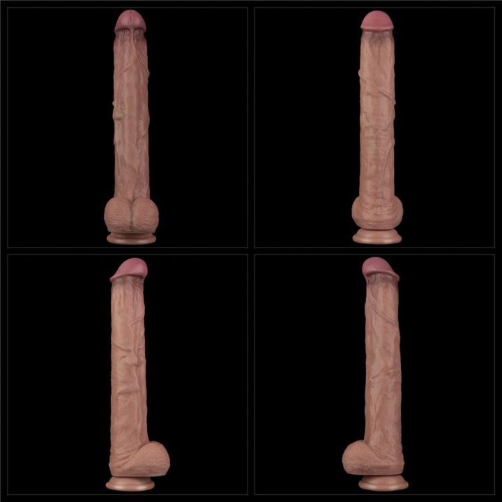 Realistyczne dildo XXL 36,8 cm cieliste z przyssawką i giętkim rdzeniem