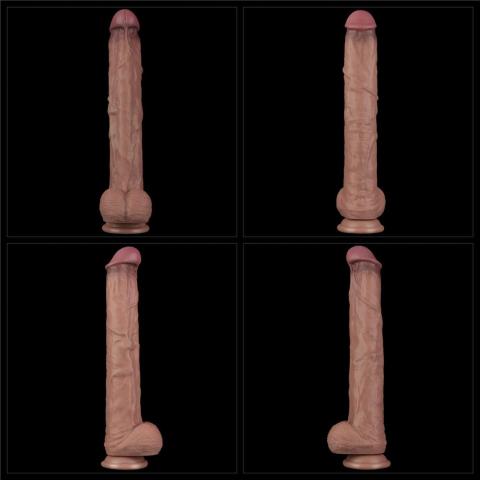 Realistyczne dildo XXL 36,8 cm cieliste z przyssawką i giętkim rdzeniem