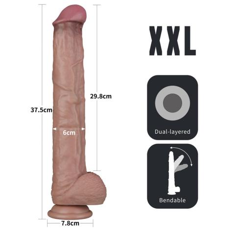 Realistyczne dildo XXL 36,8 cm cieliste z przyssawką i giętkim rdzeniem