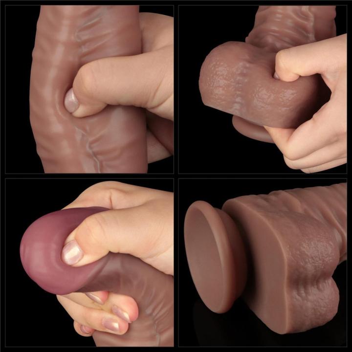 Realistyczne dildo XXL 40,6 cm z przyssawką i giętkim rdzeniem