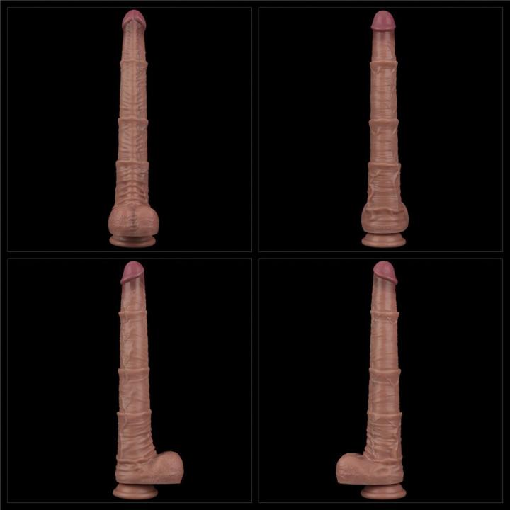 Realistyczne dildo XXL 40,6 cm z przyssawką i giętkim rdzeniem